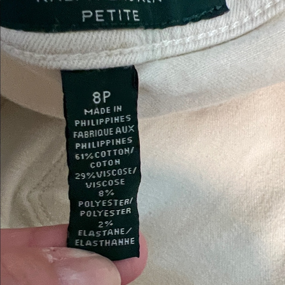 LRL Ralph Lauren Off-White Straight Leg Jeans Petite 8P - Picture 5 of 5